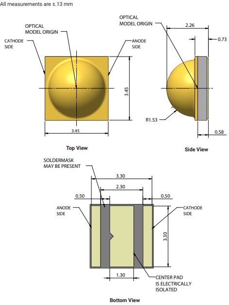 Mechanical Drawing - Cree LED XLamp® XP-G3 Photophyll™ Select S-Line LEDs
